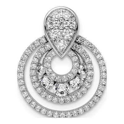 14K White Gold 5/8 ct tw Diamond Layered Circles Doorknocker Slide Pendant