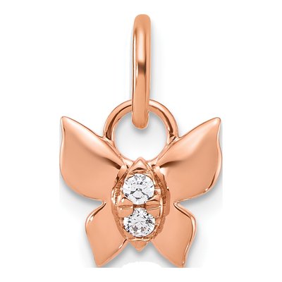14K Rose Gold 1/20 ct tw Diamond Butterfly Pendant