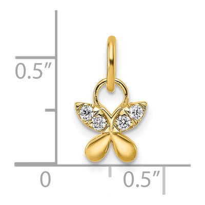 14K Yellow Gold 1/10 ct tw Diamond Butterfly Pendant – view 4