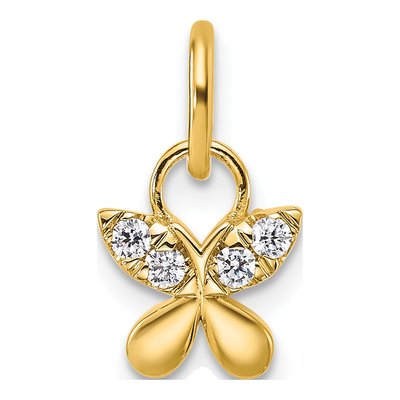 14K Yellow Gold 1/10 ct tw Diamond Butterfly Pendant