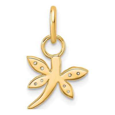 14K Yellow Gold 0.11 ct tw Diamond Dragonfly Pendant – view 3