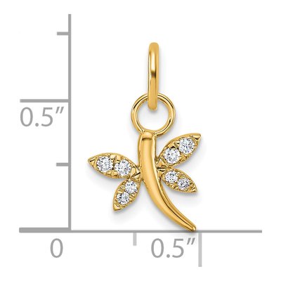 14K Yellow Gold 0.11 ct tw Diamond Dragonfly Pendant – view 4