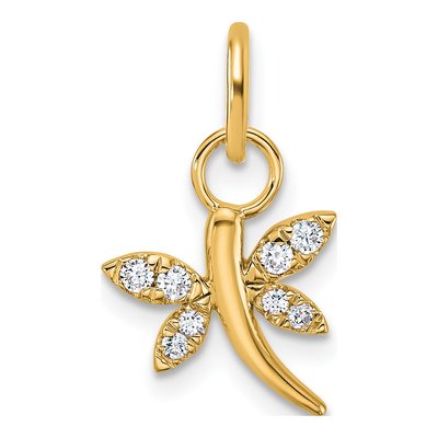 14K Yellow Gold 0.11 ct tw Diamond Dragonfly Pendant