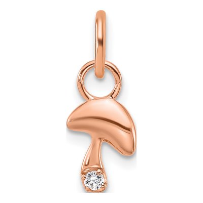14K Rose Gold Diamond Mushroom Pendant