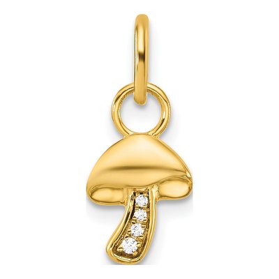 14K Yellow Gold Diamond Mushroom Pendant