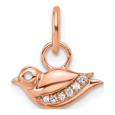 14K Rose Gold Diamond Bird Pendant