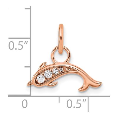 14K Rose Gold 1/15 ct tw Diamond Dolphin Pendant – view 4