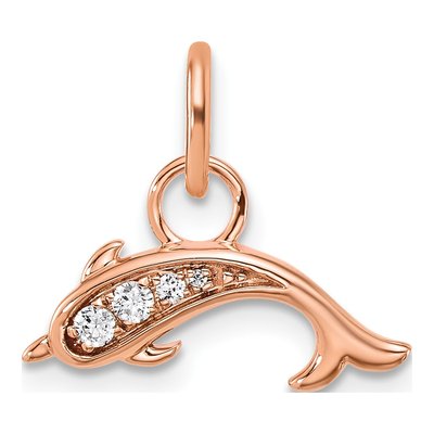 14K Rose Gold 1/15 ct tw Diamond Dolphin Pendant