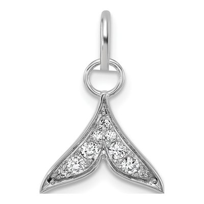 14K White Gold 1/7 ct tw Diamond Whale Tail Pendant