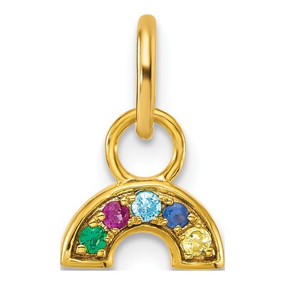 14K Yellow Gold CZ Rainbow Pendant
