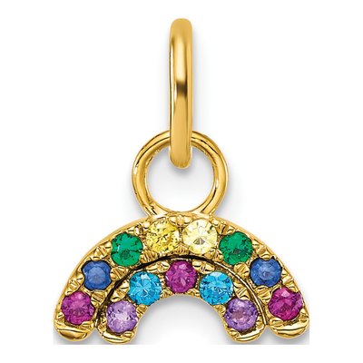 14K Yellow Gold CZ Multi-Color Rainbow Charm