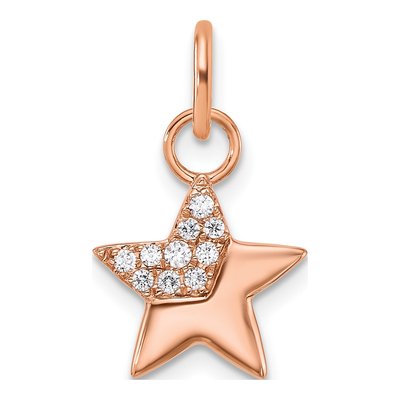 14K Rose Gold 1/10 ct tw Diamond Star Pendant