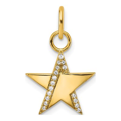 14K Yellow Gold 1/15 ct tw Diamond Star Pendant