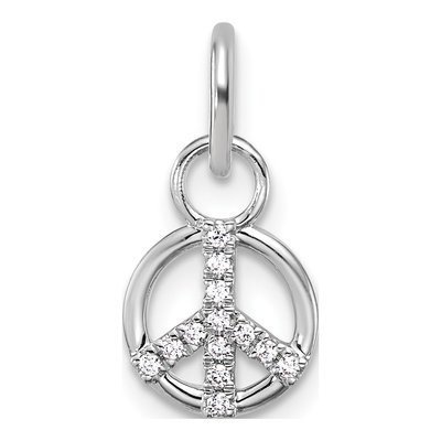 14K White Gold 1/15 ct tw Diamond Peace Sign Charm