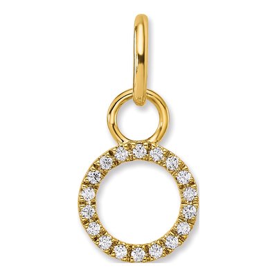 14K Yellow Gold 1/10 ct tw Diamond Open Circle Charm