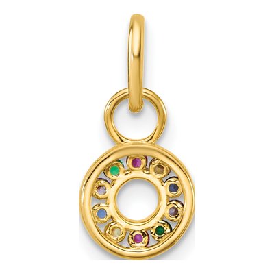 14K Yellow Gold CZ Multi-Color Circle Pendant – view 3