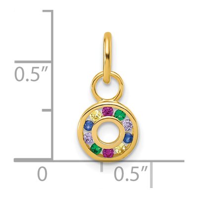 14K Yellow Gold CZ Multi-Color Circle Pendant – view 4