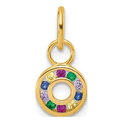 14K Yellow Gold CZ Multi-Color Circle Pendant