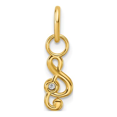 14K Yellow Gold Diamond Treble Clef Charm – view 3