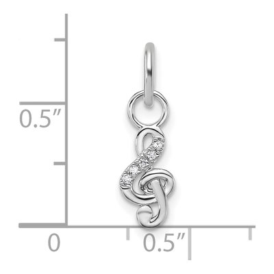 14K White Gold Diamond Treble Clef Music Charm – view 4