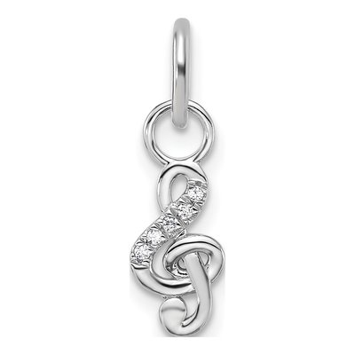 14K White Gold Diamond Treble Clef Music Charm