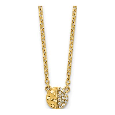 14K Yellow Gold 1/20 ct tw Diamond Disk Necklace