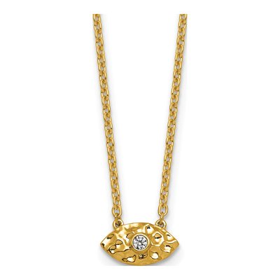 14K Yellow Gold 1/20 ct tw Diamond Evil Eye Necklace