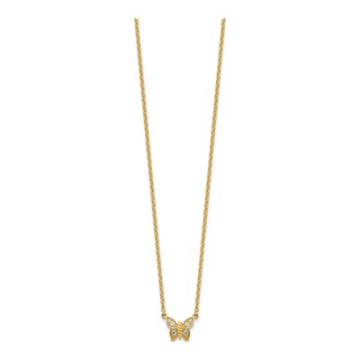 14K Yellow Gold 1/10 ct tw Diamond Butterfly Necklace – view 2