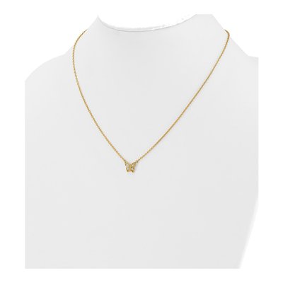 14K Yellow Gold 1/10 ct tw Diamond Butterfly Necklace – view 3