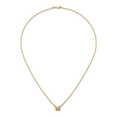 14K Yellow Gold 1/10 ct tw Diamond Butterfly Necklace – view 4