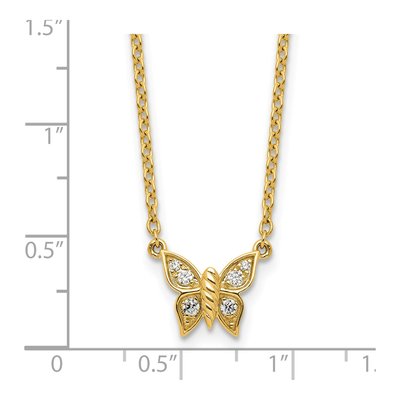 14K Yellow Gold 1/10 ct tw Diamond Butterfly Necklace – view 5