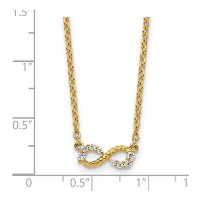 14K Yellow Gold 1/8 ct tw Diamond Infinity Necklace – view 5