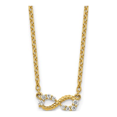 14K Yellow Gold 1/8 ct tw Diamond Infinity Necklace
