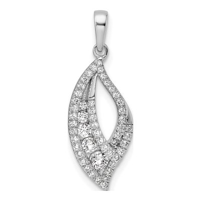 14K White Gold 3/8 ct tw Diamond Leaf Pendant