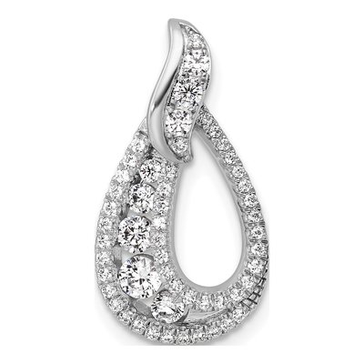 14K White Gold 5/8 ct tw Diamond Teardrop Slide Pendant