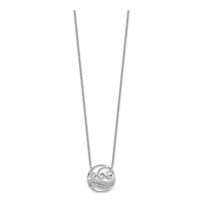 14K White Gold 1/6 ct tw Diamond Circle Waves Necklace – view 3