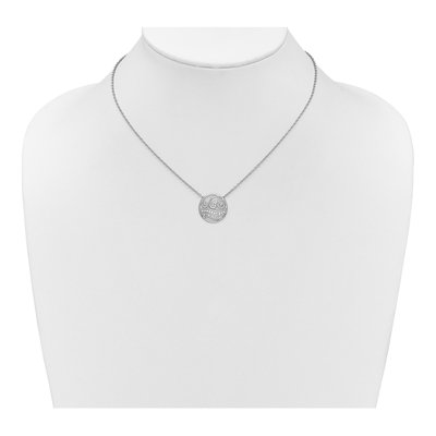 14K White Gold 1/6 ct tw Diamond Circle Waves Necklace – view 4