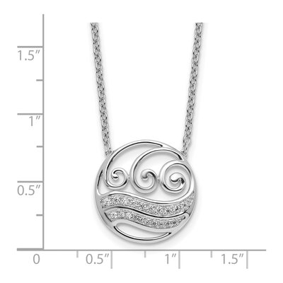14K White Gold 1/6 ct tw Diamond Circle Waves Necklace – view 6