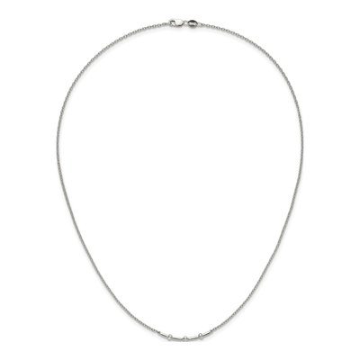 14K White Gold 1/20 ct tw Diamond Curved Bar Necklace – view 4