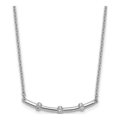 14K White Gold 1/20 ct tw Diamond Curved Bar Necklace