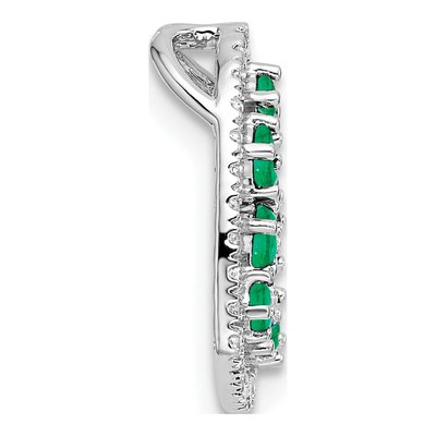 14K White Gold 1/5 ct tw Emerald & Diamond Heart Slide Pendant – view 2