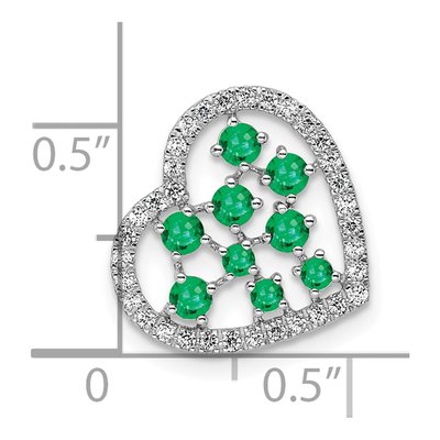 14K White Gold 1/5 ct tw Emerald & Diamond Heart Slide Pendant – view 4