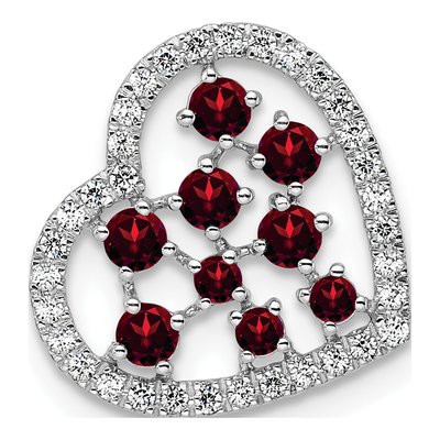 14K White Gold 1/5 ct tw Garnet & Diamond Heart Slide Pendant