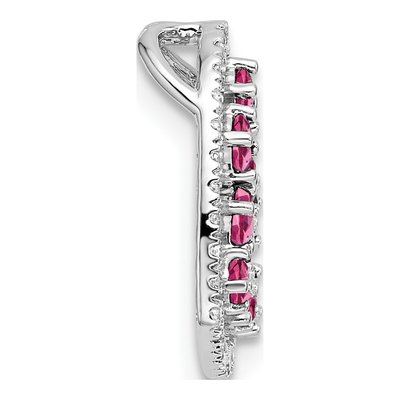 14K White Gold 1/5 ct tw Pink Tourmaline & Diamond Heart Slide Pendant – view 2