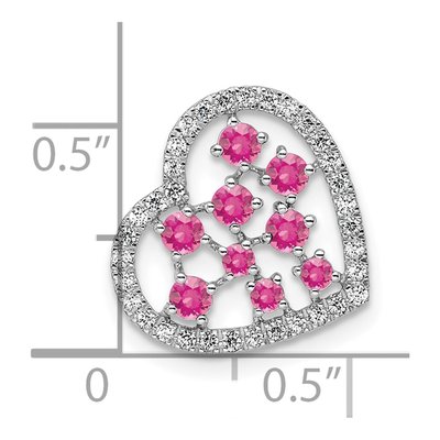 14K White Gold 1/5 ct tw Pink Tourmaline & Diamond Heart Slide Pendant – view 4