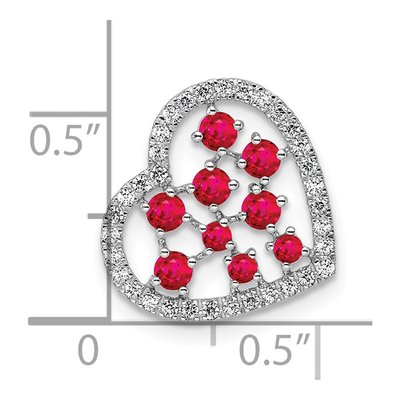 14K White Gold 1/5 ct tw Ruby & Diamond Heart Slide Pendant – view 4