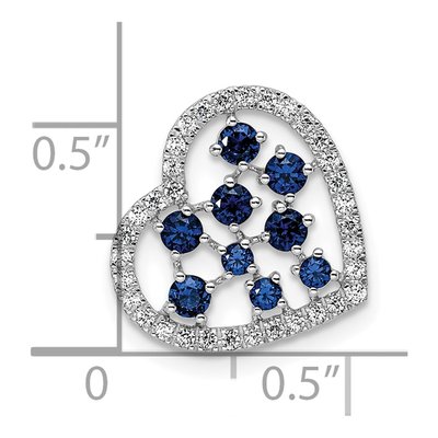 14K White Gold 1/5 ct tw Sapphire & Diamond Heart Slide Pendant – view 4