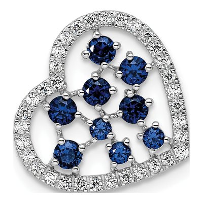 14K White Gold 1/5 ct tw Sapphire & Diamond Heart Slide Pendant