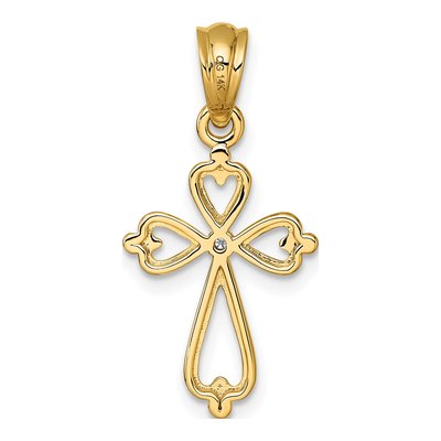 14K Yellow Gold Diamond Cross Pendant – view 3