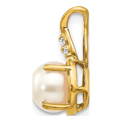 10K Yellow Gold Pearl & Diamond June Pendant – view 2